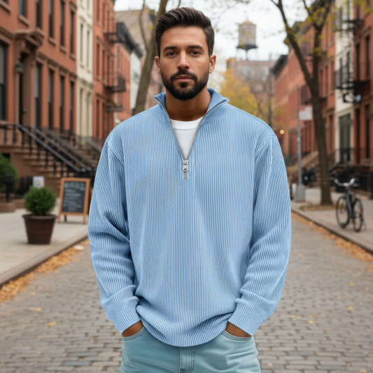 Kieran - Ribbed zip-up sweater
