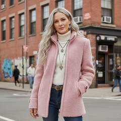 Chanelle | Full-Zip Lambswool-Feel Stand Collar Jacket