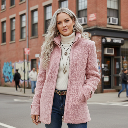 Chanelle | Full-Zip Lambswool-Feel Stand Collar Jacket