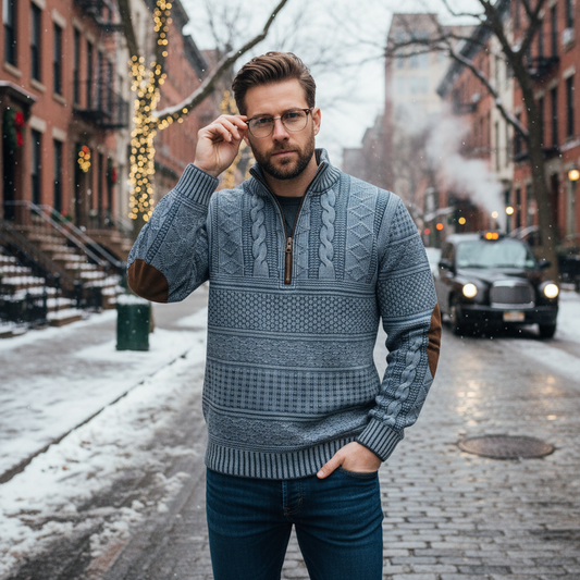 Anton™ | Printed Half-Zip Long Sleeve Top