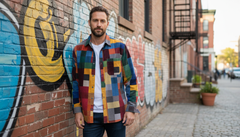 Mirco | Stylish Multicolor Patchwork Shirt