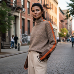 Harper | Bold Stripes High-Neck Sweater