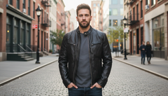 Victor  | Sleek Leather Biker Jacket