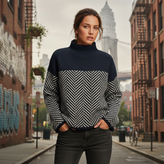 Eva | Herringbone Knit Sweater