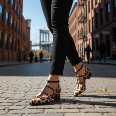 Bridget | Leopard Strap Ballet Heels