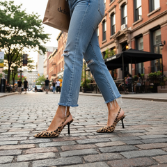 Maria | Pointed Toe Leopard Print Slingback Khaki Stiletto Heels