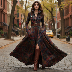 Juliet | Maxi Checked Shirt Dress