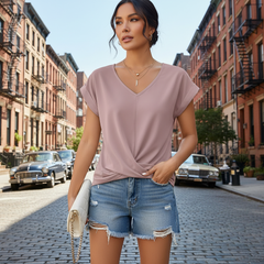 Kathrina | Twist Front V-Neck Top
