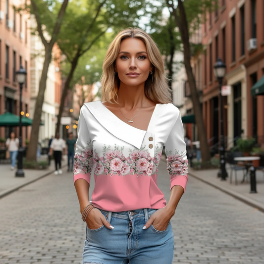 Mira™ - Long sleeve blouse with pattern