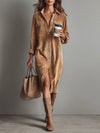 Emma | Loose Corduroy Double Chest Pocket Single Breasted Midi Dress