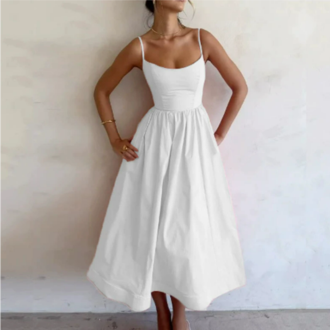 Yvonne | Elegant A-Line Graduation Midi Dress