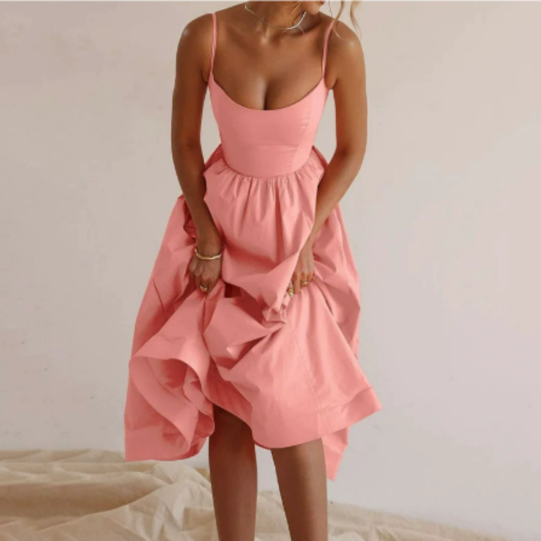 Yvonne | Elegant A-Line Graduation Midi Dress