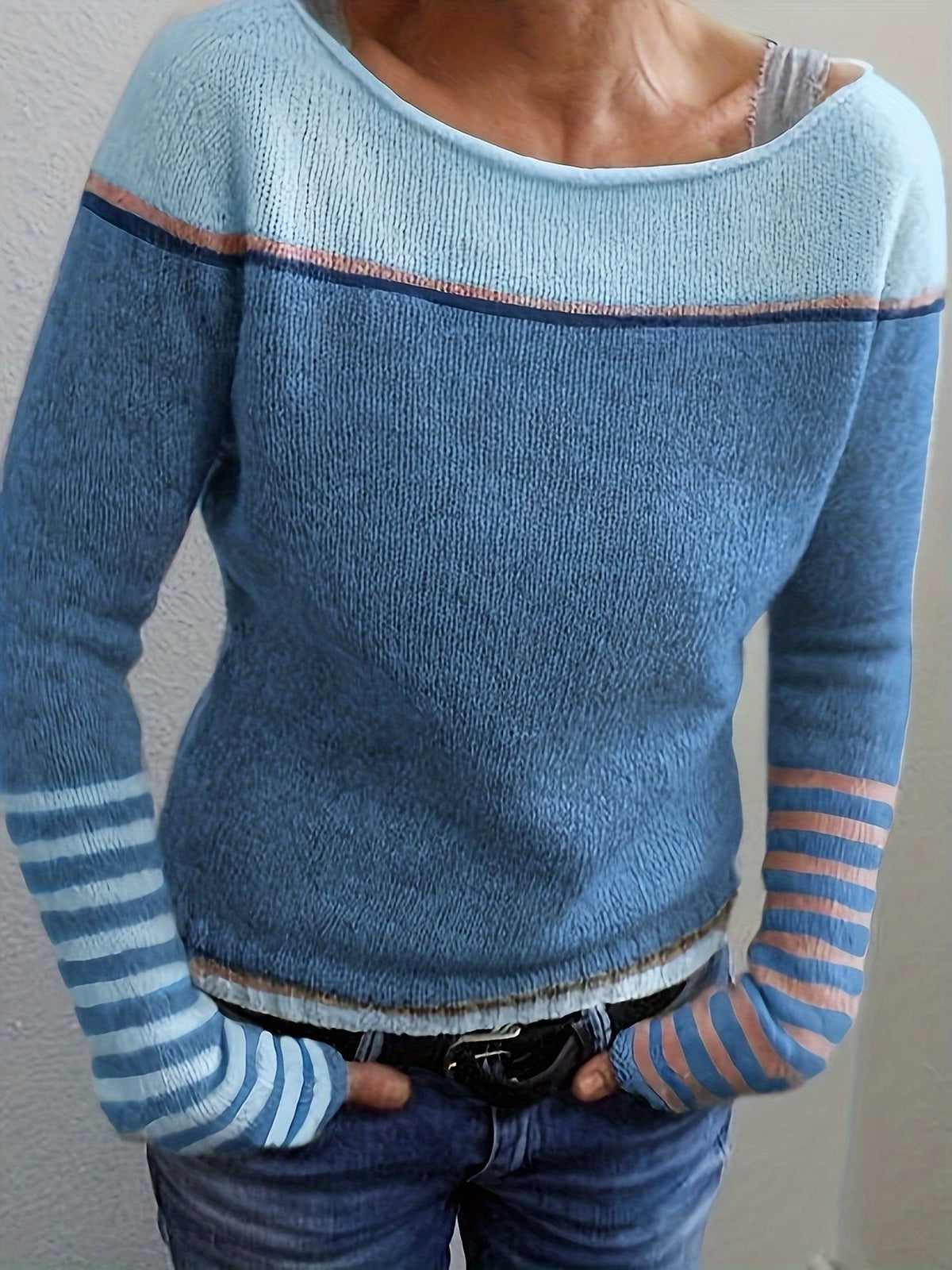 Julie | Striped Wide Neck Sweater