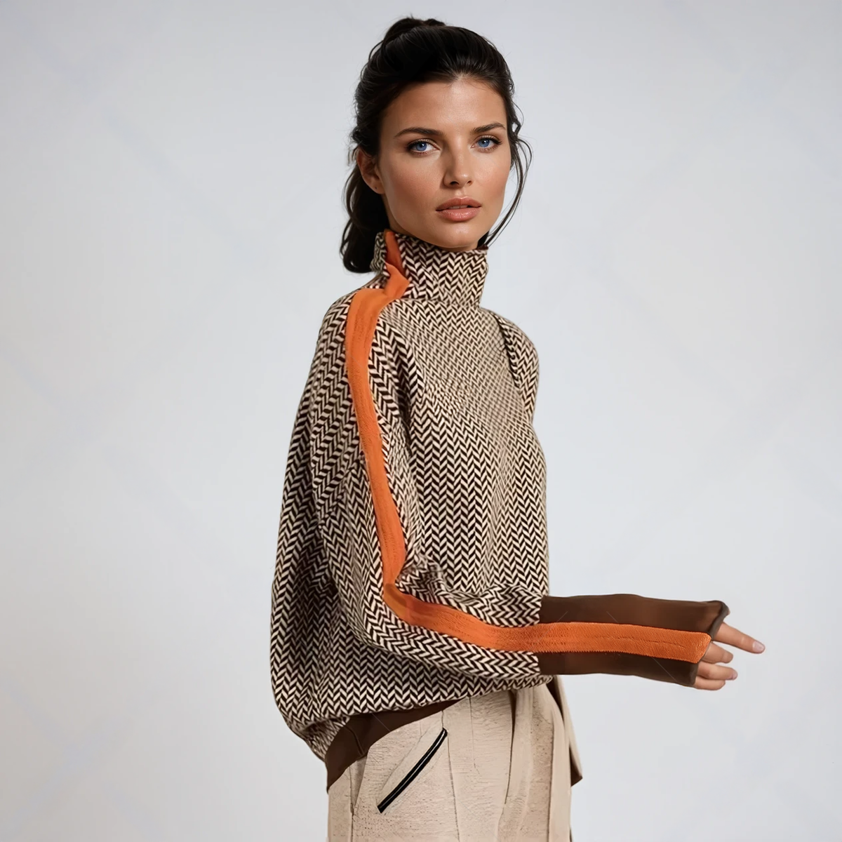 Harper | Bold Stripes High-Neck Sweater