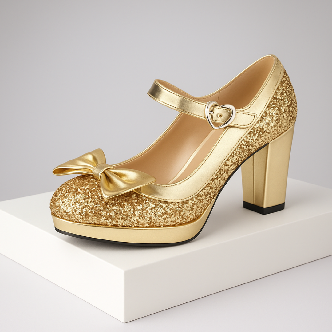 Alice | Mary Jane Platform Heels with Bow and Heart Buckle