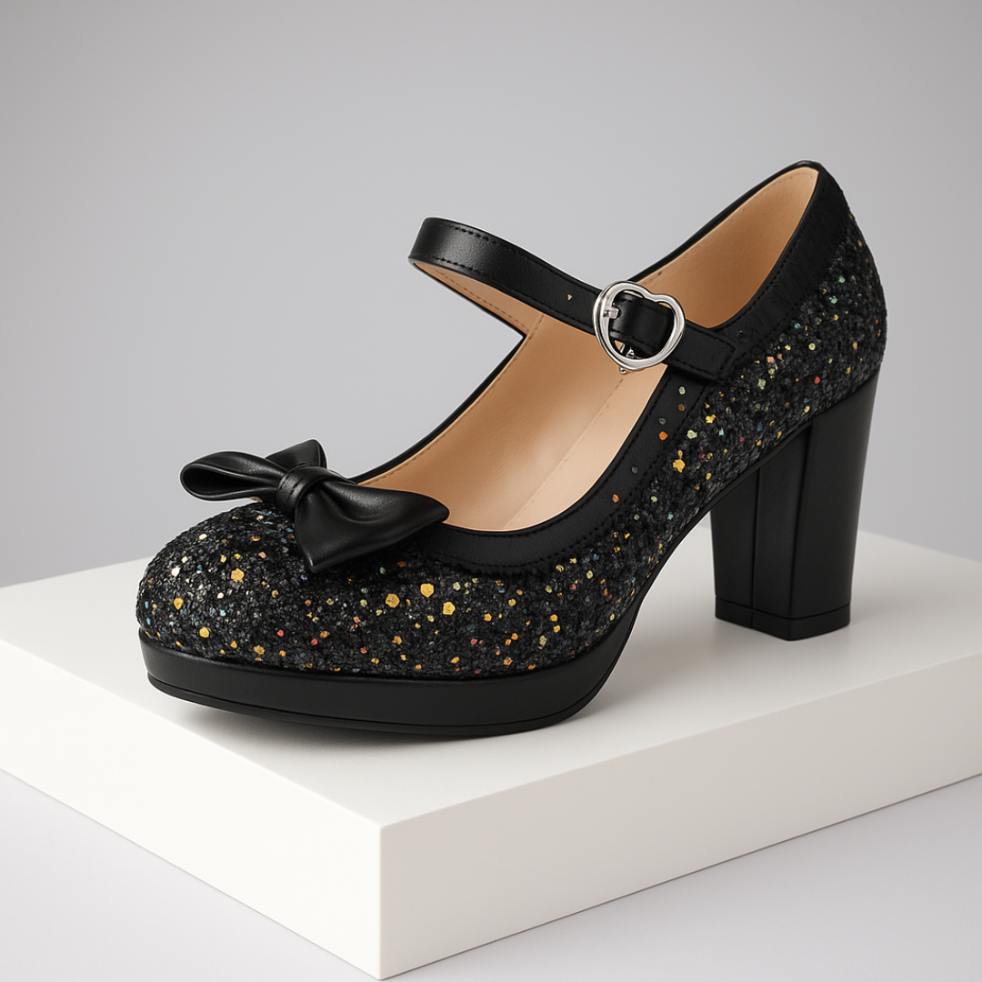 Alice | Mary Jane Platform Heels with Bow and Heart Buckle