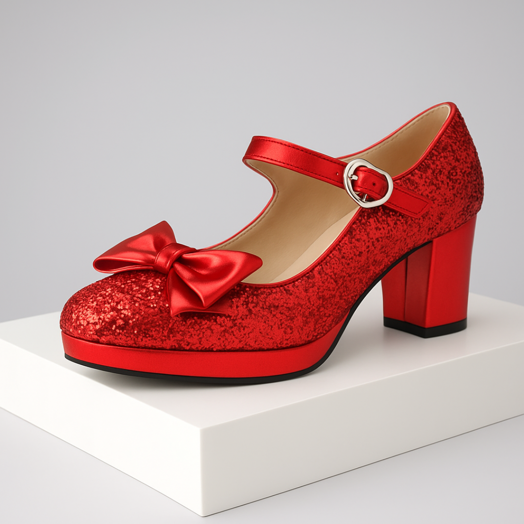 Alice | Mary Jane Platform Heels with Bow and Heart Buckle