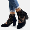 Barbara | Lace Ankle Boots with Block Heel and Pointed Toe