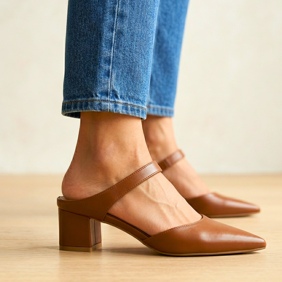 Valene | Leather Slingback Heels