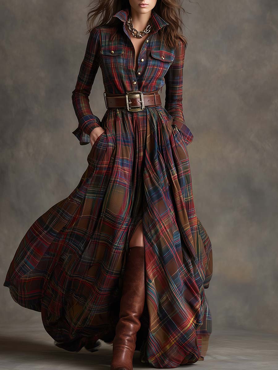 Juliet | Maxi Checked Shirt Dress