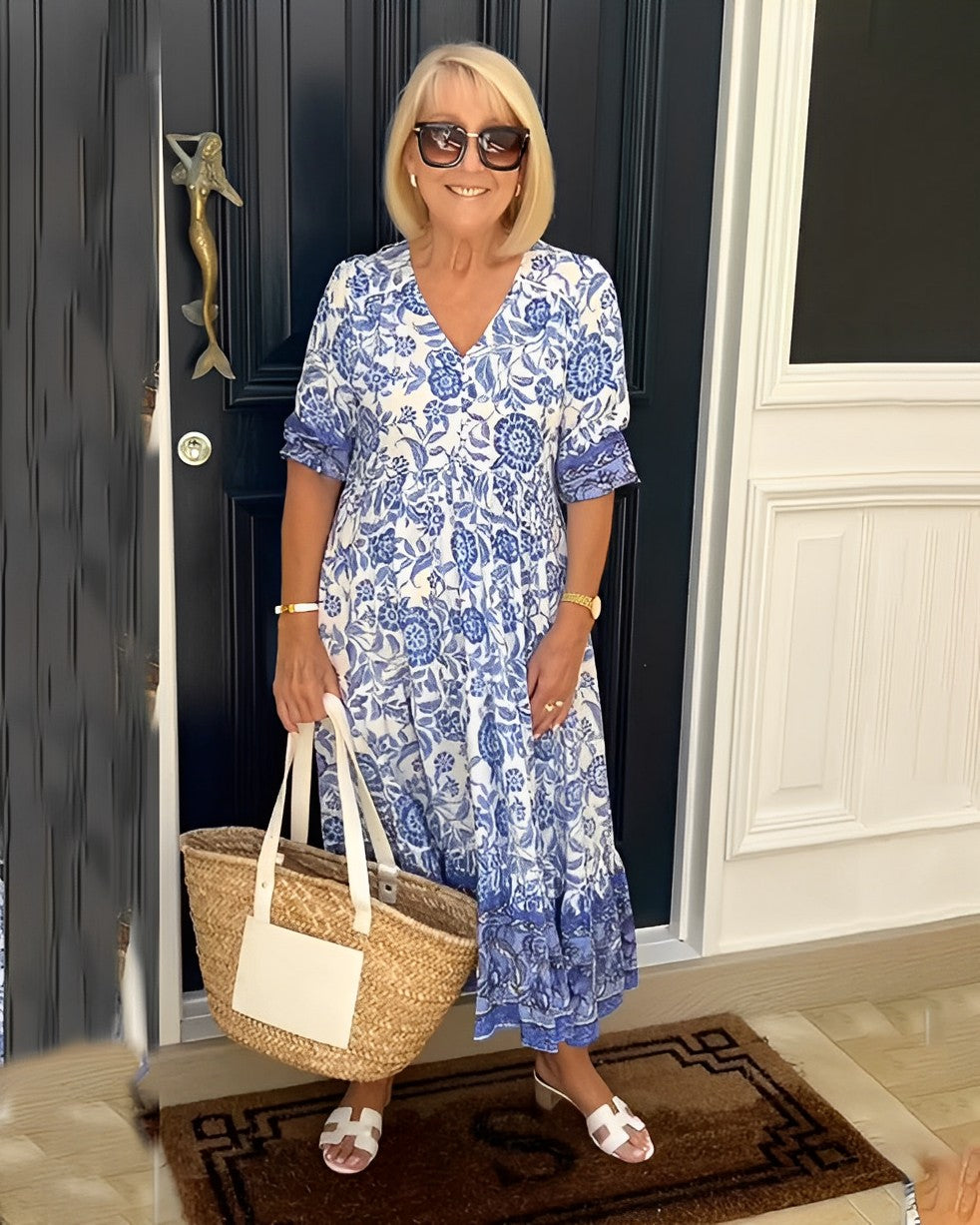 Brenda | Graceful V-Neck Floral Dress