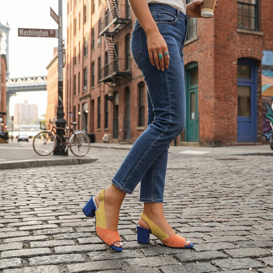 Sherly | Colorful Square Thick-soled Heeled Sandals