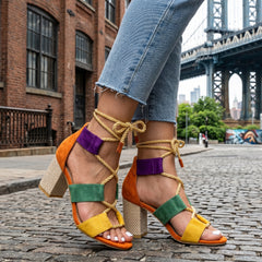 Athena | Woven Chunky Heel Sandals