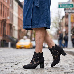 Barbara | Lace Ankle Boots with Block Heel and Pointed Toe
