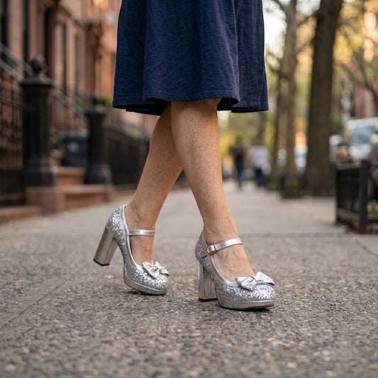 Alice | Mary Jane Platform Heels with Bow and Heart Buckle