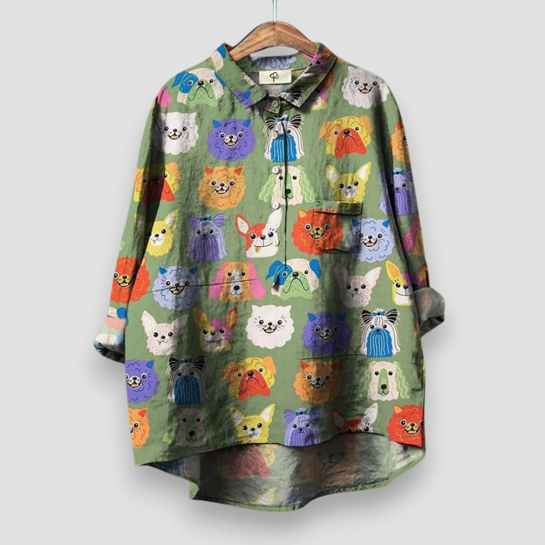 Geraldine™ | Women's Shirt with Dog Print