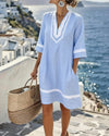 Althea | V-Neck Short Sleeve Striped Dress