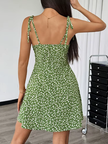 Emerald Meadow Green Floral Sundress – Fresh, Flirty & Perfect for Summer
