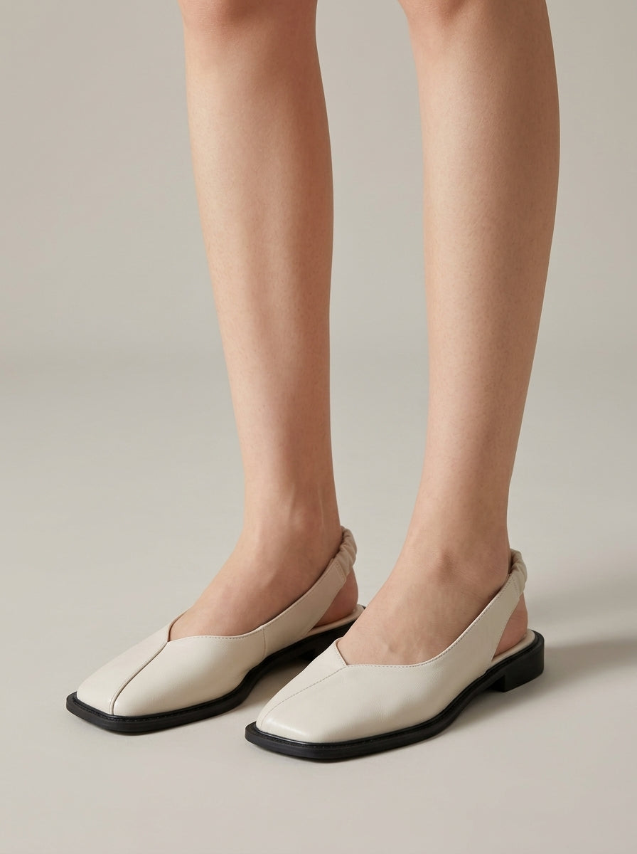 Betty | Square Toe Slingback Sandals with Modern Low Heel