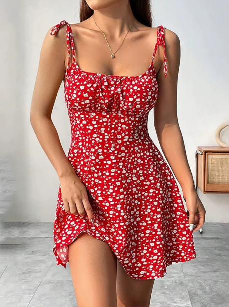Scarlet Bloom Red Floral Sundress – Bold, Playful & Perfect for Summer