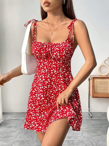 Scarlet Bloom Red Floral Sundress – Bold, Playful & Perfect for Summer