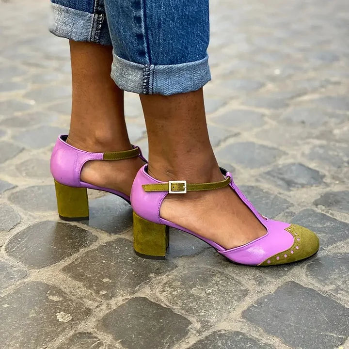 Roberta | T-Bar Strap Heels with Block Heel and Ankle Strap