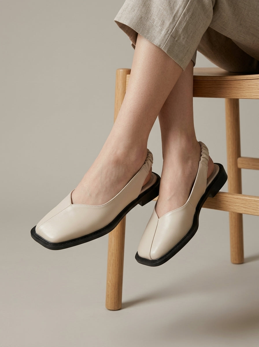 Betty | Square Toe Slingback Sandals with Modern Low Heel