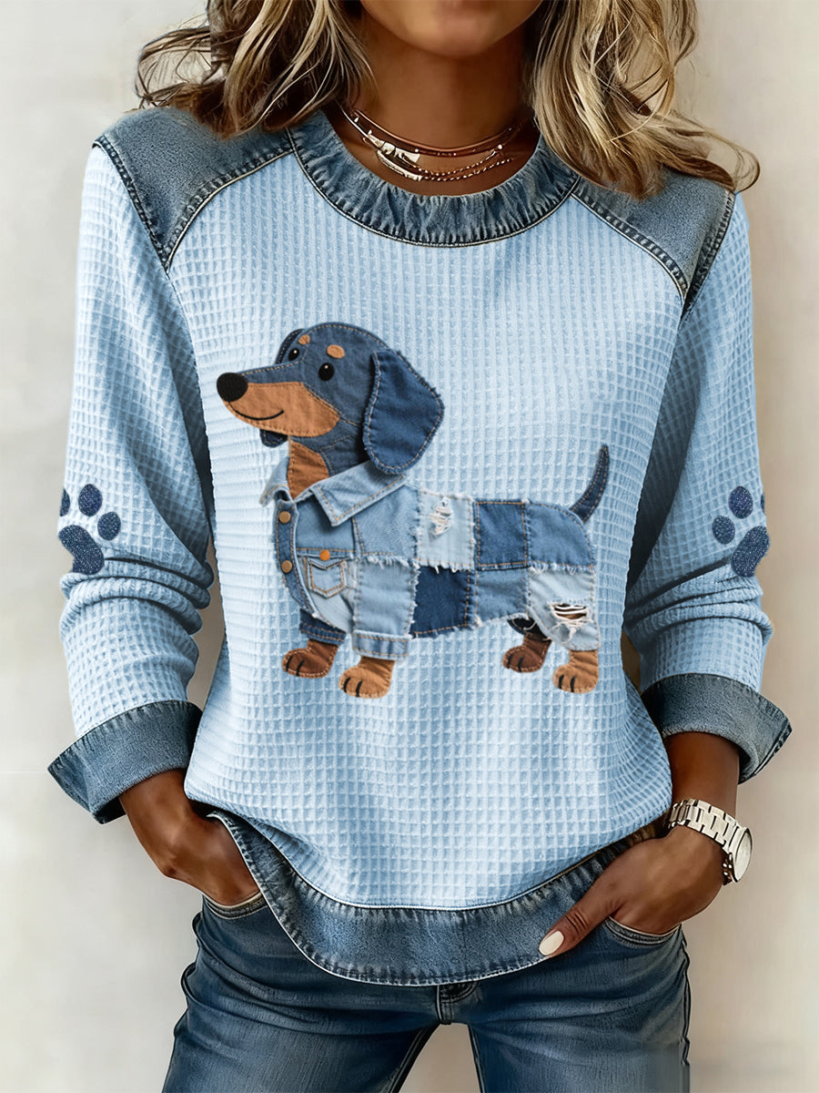 Nala | Charming Dachshund with Denim Patchwork