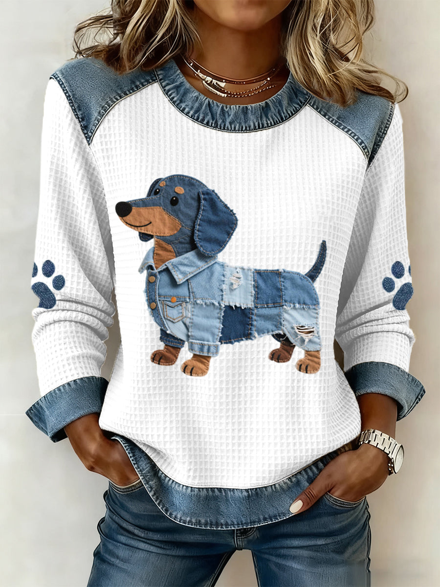 Nala | Charming Dachshund with Denim Patchwork